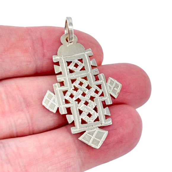 Vintage Sterling Silver 925 Ethiopian Coptic Cross Pendant - Picture 1 of 6